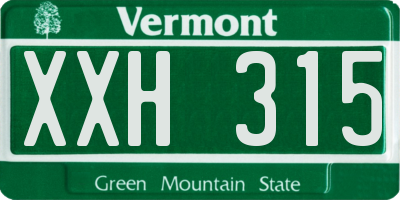 VT license plate XXH315