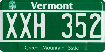 VT license plate XXH352