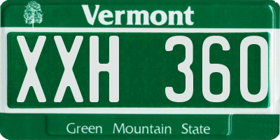 VT license plate XXH360