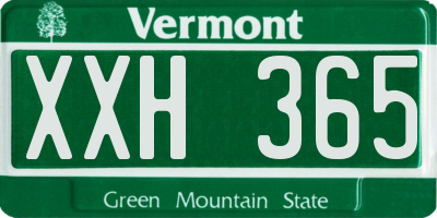 VT license plate XXH365