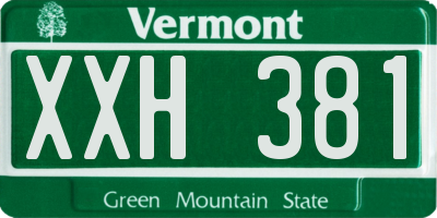 VT license plate XXH381