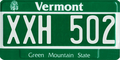 VT license plate XXH502