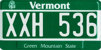 VT license plate XXH536