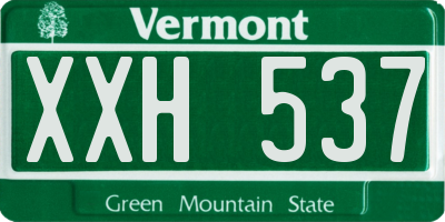 VT license plate XXH537