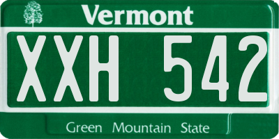 VT license plate XXH542
