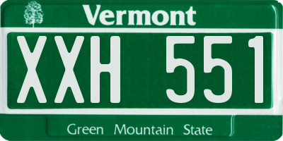 VT license plate XXH551