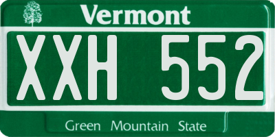 VT license plate XXH552