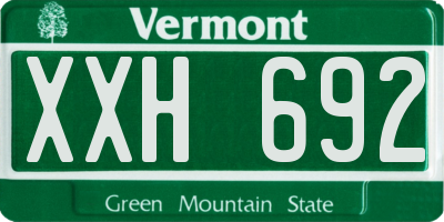 VT license plate XXH692
