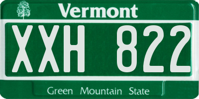 VT license plate XXH822
