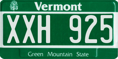 VT license plate XXH925