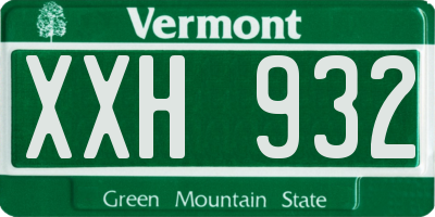 VT license plate XXH932