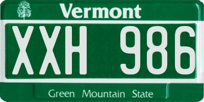 VT license plate XXH986