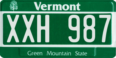VT license plate XXH987