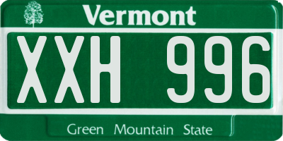 VT license plate XXH996
