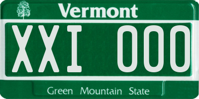 VT license plate XXI000