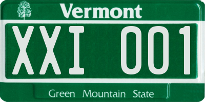 VT license plate XXI001