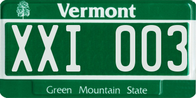 VT license plate XXI003