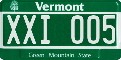 VT license plate XXI005