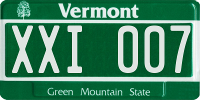 VT license plate XXI007