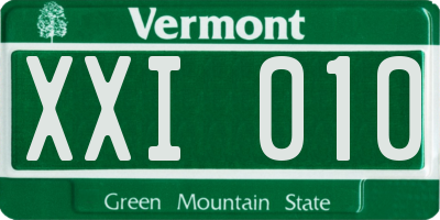VT license plate XXI010