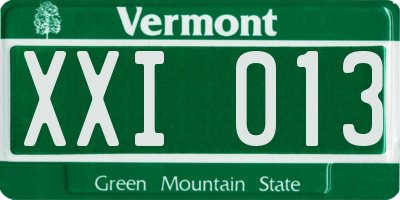 VT license plate XXI013