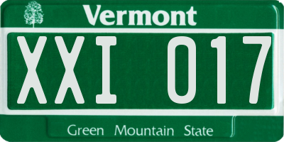 VT license plate XXI017