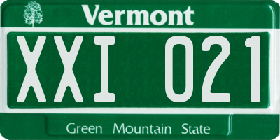 VT license plate XXI021