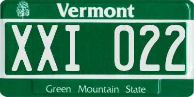 VT license plate XXI022