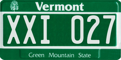 VT license plate XXI027