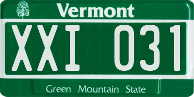 VT license plate XXI031