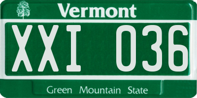VT license plate XXI036