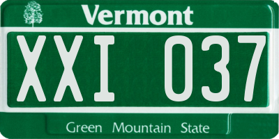 VT license plate XXI037