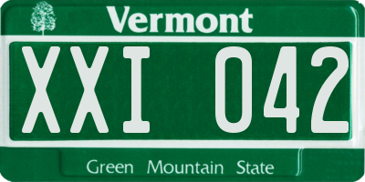 VT license plate XXI042