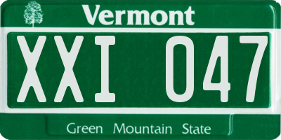 VT license plate XXI047