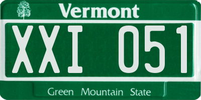 VT license plate XXI051