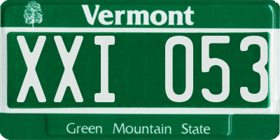 VT license plate XXI053