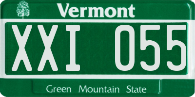 VT license plate XXI055