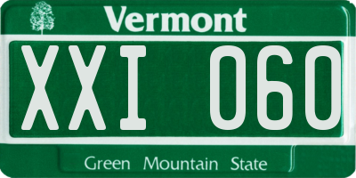 VT license plate XXI060