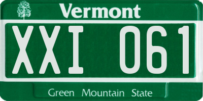 VT license plate XXI061