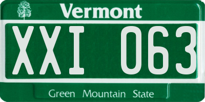 VT license plate XXI063