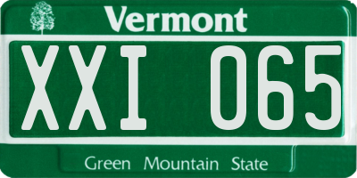VT license plate XXI065