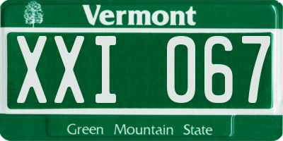 VT license plate XXI067