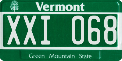 VT license plate XXI068