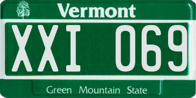 VT license plate XXI069