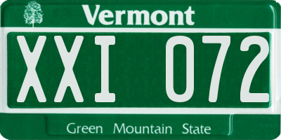 VT license plate XXI072