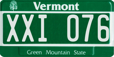VT license plate XXI076