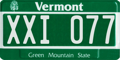 VT license plate XXI077