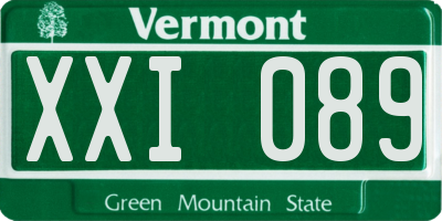 VT license plate XXI089
