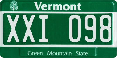VT license plate XXI098