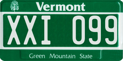 VT license plate XXI099